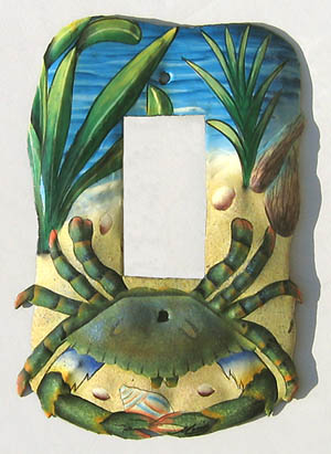 Light Switch Plate - Blue Crab Rocker Switchplate Cover - Single - 5" x 7"