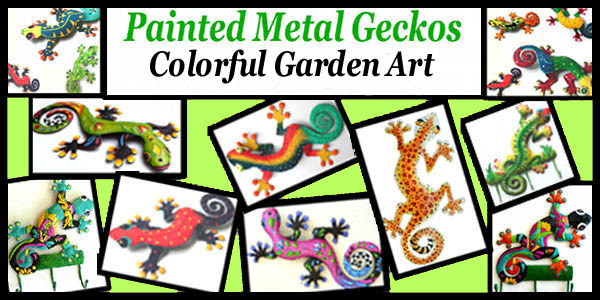 Gecko  painted metal garden art