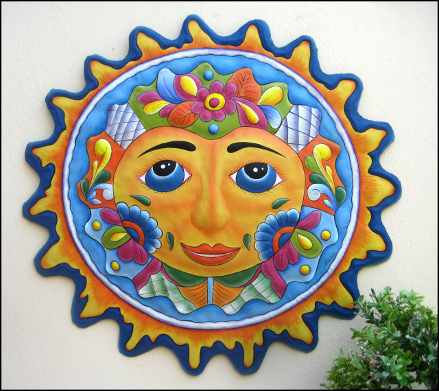 painted metal sun wall art