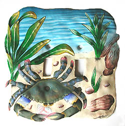 Blue Crab Decorative Switch Plate - Double - 7