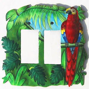 Parrot Rocker Switchplate Cover - Tropical Design - Hand Painted Switch Plate Cover