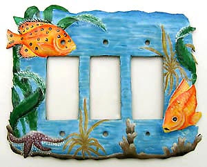 Painted Metal Decorative Tropical Fish Switchplate - Light Switch Cover
