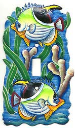 Light Switchplate Cover - Tropical Fish Decorative Painted Metal -Tropical Home Decor