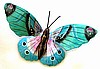 Garden Decor, Hand Painted Metal Butterfly Wall Art - Decorative Butterflies - Tropical Decor - Aqua