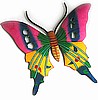 Hand Painted Metal Pink - Butterfly Wall Decor - Tropical Outdoor Garden Decor - 21"