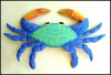 Coastal Wall Decor, Painted Metal Crab in Tropical Turquoise & Blue, Beach Decor, 15" x 21"