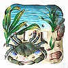 Hand Painted Metal Switchplate - Blue Crab Decorative Switch Plate - Double - 7" x 7"