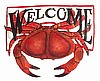 Hand Painted Metal Red Crab Welcome Sign, Beach Decor, Coastal Wall Art, Nautical Decor - 15" x 17"