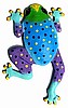 Painted Metal Frog Wall Hanging in Caribbean Tropical Colors - 9" x 13 1/2"