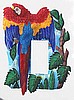 Painted Metal Scarlet Macaw Parrot Rocker Switchplate Cover - Tropical Decor