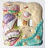 Light Switch Plate - Painted Metal Shells Switchplate - Shell Home Decor