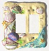 Shell Switchplate - Hand Painted Metal Nautical Decor - Switch Plate Cover