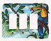 Toucan Triple Switchplate Cover - Tropical Design - Hand Painted Tropical Home Decor 