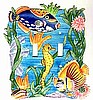 Tropical Fish Double Switch Plate Cover - Painted Metal Tropical Fish Decor