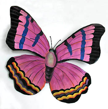 Purple Butterfly - Hand Painted Metal Wall Decor - 9