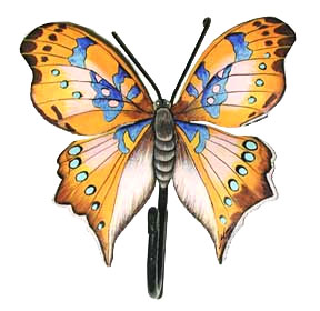  Hand Painted Metal Wall Art - Hand painted metal butterfly wall hanging - Tropical Decor - Garden and patio wall art hook - Handcrafted in Haiti from recycled steel drums