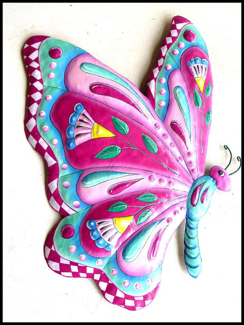Painted metal butterfly wall hanging