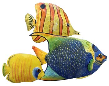 Tropical design  - Tropical fish wall decor - Hand painted metal art