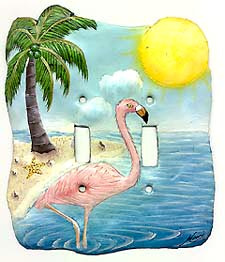  Hand Painted Metal Flamingo Light Switch Cover - Switchplate Cover