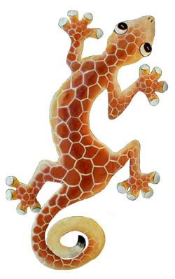 Painted Metal Gecko Garden Decor - Giraffe Design - Haitian Steel Drum