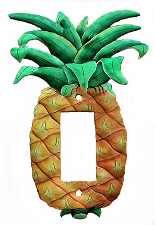 Pineapple Painted Metal Rocker Switchplate Cover - 1 Hole - Tropical Decorations - 6" x 9"
