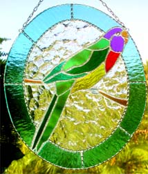 Parrot Stained Glass Suncatcher - Tropical Decor  - handcrafted - hand made suncatcher