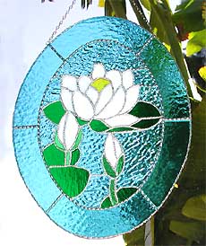 Stained Glass Waterlily Sun Catcher Artwork - Floral Decor - hand made - handcrafted suncatcher