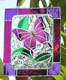 Aqua Butterfly Stained Glass Suncatcher - Handcrafted stained glass butterfly sun catcher