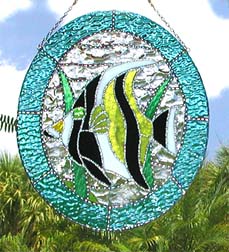 Moorish Idol Tropical Fish Suncatcher - Tropical Decor- Handcrafted stained glass tropical fish sun catcher
