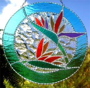 Tropical Bird of Paradise Flower Suncatcher - Tropical Home Decor - Handcrafted stained glass tropical floral bird of paradise sun catcher