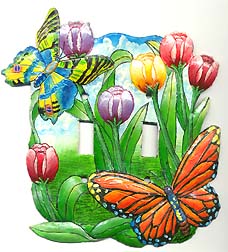 Butterfly Light Switch Cover in Hand Painted Metal -Tropical Switchplate