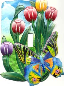 Butterfly Switchplate Cover - Hand Painted Metal Switch Plate, Decorative Light Switch Cover
