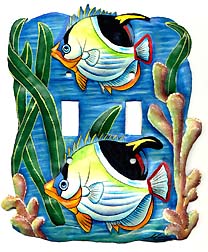 Electrical Switchplate Cover - Painted Metal Tropical Fish - Light Switch Cover