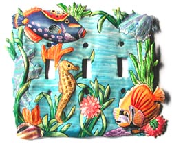 Light Switch Cover - Tropical Fish Painted Metal Design -Switchplate Cover