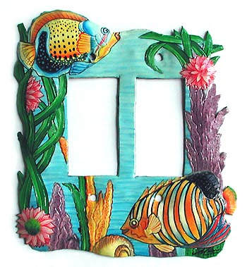 Painted Metal Tropical Fish Rocker Switchplate Cover - Light Switch Cover