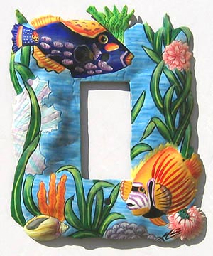 Tropical Fish Rocker Painted Metal Switchplate Cover - Light Switch Cover