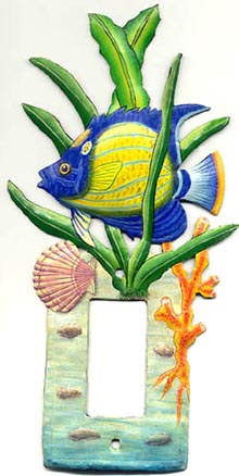 Plaque de commutation décorative pour poissons tropicaux en métal - Style à bascule - 6