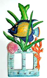 Painted Metal Tropical Fish Rocker Switchplate Design - Tropical Home Decor
