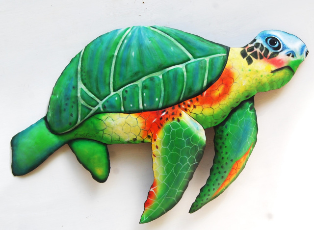 painted metal turtle