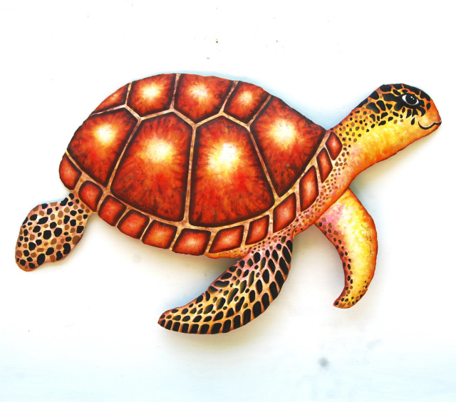 painted metal turtle wall decor
