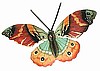 Decorative Wall Art Butterfly Painted Metal Wall Hanging in Brown & Aqua - 22"