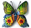 Hand Painted Metal Butterfly Wall Hanging - Metal Butterflies - Tropical Decor -14"
