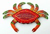  Hand Painted Crab Wall Hanging - Tropical Metal Art - 15" x 21"