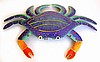 Handcrafted Painted Metal Blue Crab Wall Hanging - Tropical Caribbean Decor - 11" x 16"