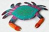 Handcrafted Metal Crab Wall Decor, Hand Painted Tropical Art, Steel Drum Metal Art - 11" x 16"