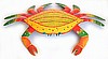 Hand Painted Metal Yellow Crab Wall Hanging - Tropical Decor 15" x 21"