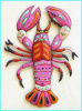 Painted Metal Pink Lobster Wall Hanging, Beach Decor, Pool Decor, Nautical Decor - 25"
