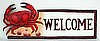 Painted Metal Red Crab Welcome Sign, Handcrafted Nautical Decor, Coastal Wall Art, 8" x 19"