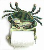 Hand Painted Metal Crab Toilet Paper Holder - Nautical Design - Bathroom Decor - 9" x 9 1/2"