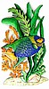Tropical Fish Wall Decor - Hand Painted Metal Blue Ringed Angelfish - 18 1/2" x 34"